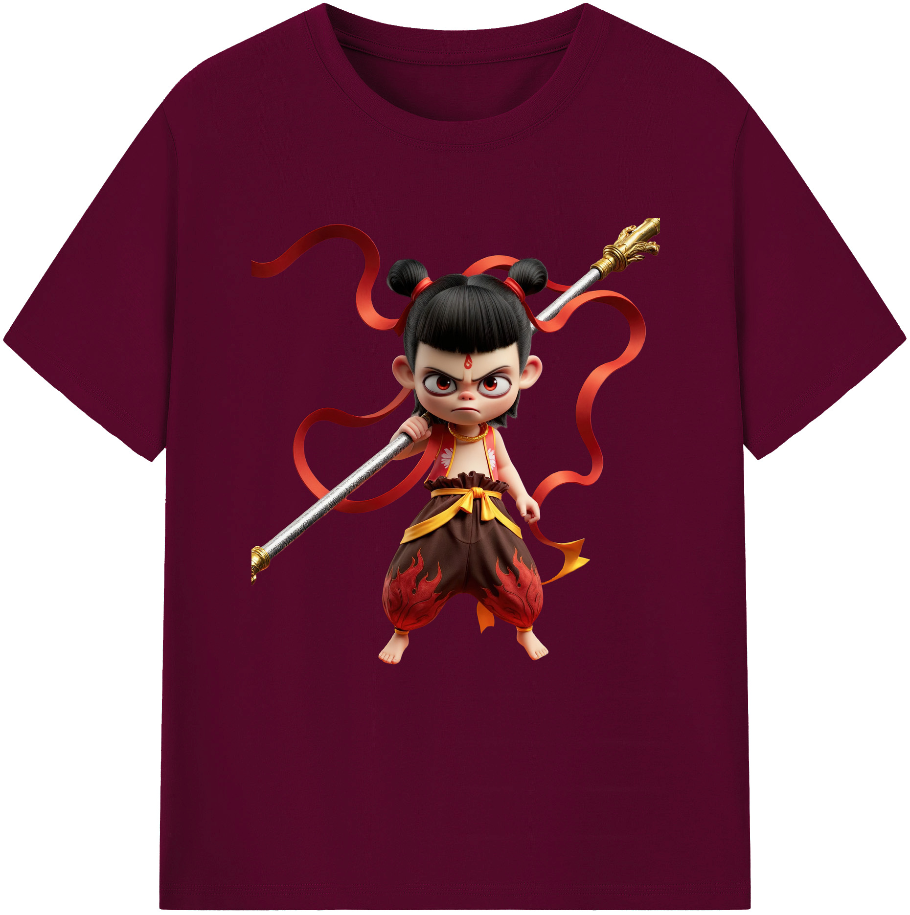 （画像用） Ne Zha 2 ナタ 魔童の大暴れ レディースカジュアルプリントTシャツ（綿100％）